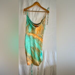 Fashion Nova Turquoise and Amber Mini Dress